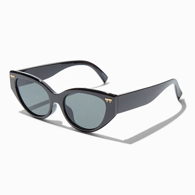 Gold Bow Studded Black Retro Sunglasses