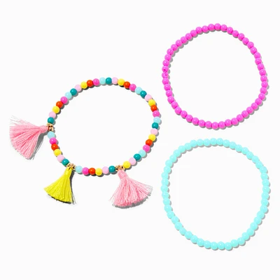 Claire's Club Rainbow Seed Bead Beaded Anklets - 3 Pack