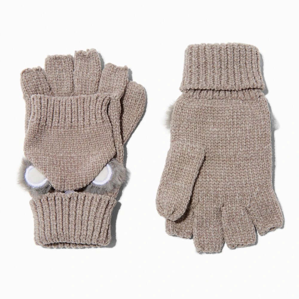 Claire's Club Gray Koala Convertible Gloves