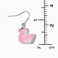 Pink Glow in the Dark Rubber Duck 0.75" Drop Earrings