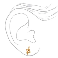 Gold Plated Crystal Snake Stud Earrings