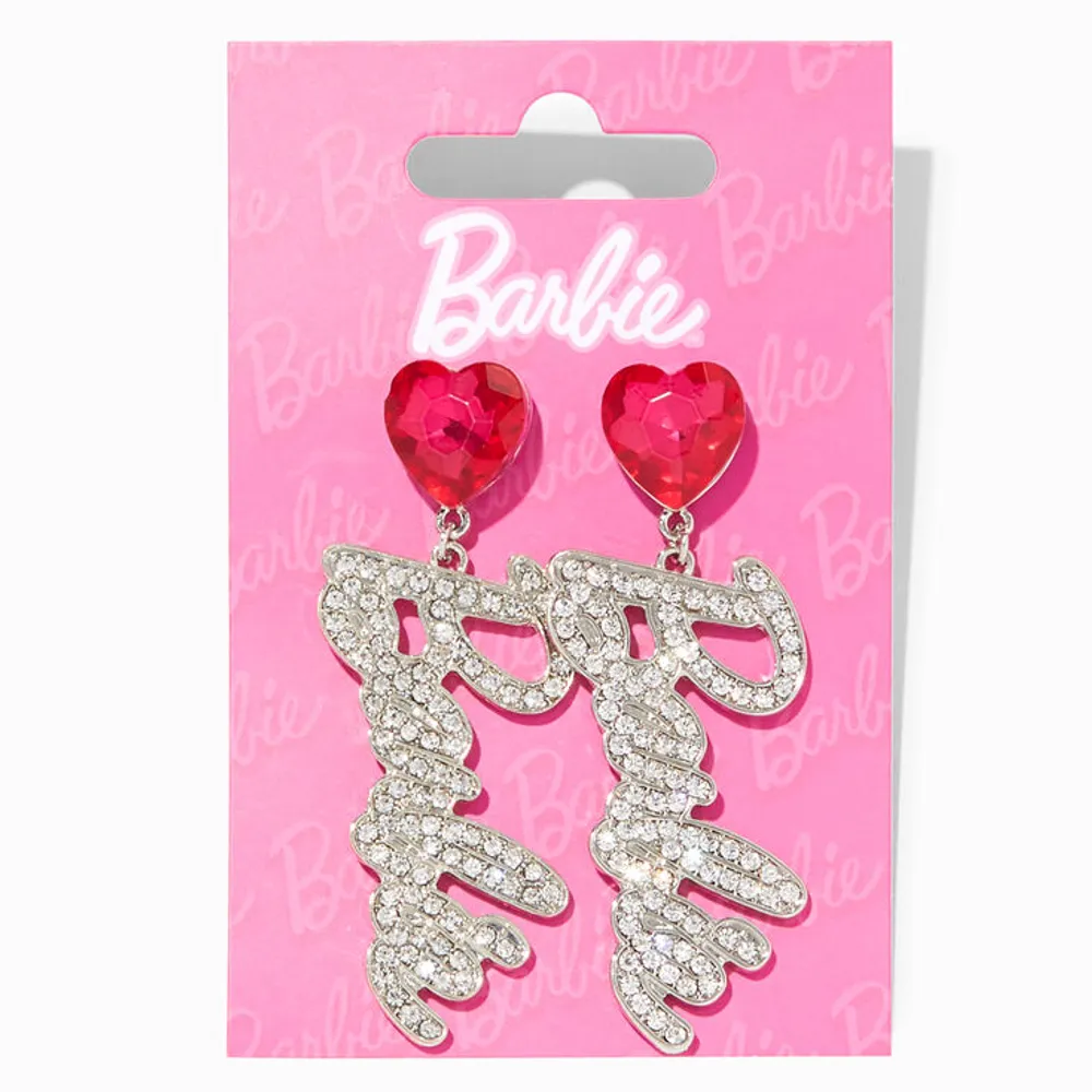 Claire's Barbie™ Silver Logo 2.5'' Drop Earrings