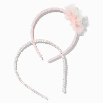 Claire's Club Pink Chiffon Pearl Headbands - 2 Pack