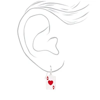 Red Ace of Hearts 1" Drop Earrings