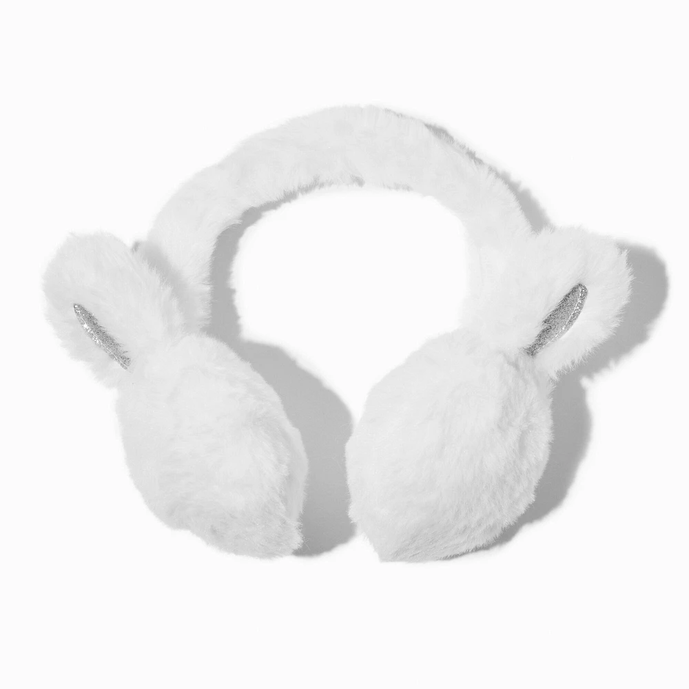 Claire's Club White Bunny Ear Muffs