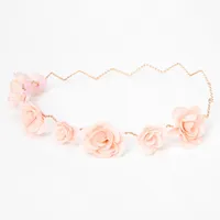 Glitter Roses Flower Crown Headwrap - Blush