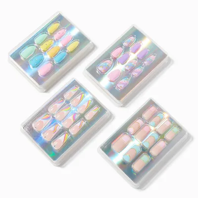 Rainbow Pastel Vegan Faux Nail Set - 4 Pack