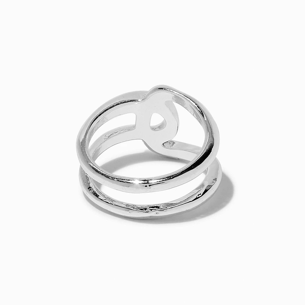 Silver-tone Molten Criss Cross Ring