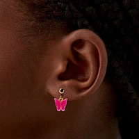 Pink Glow-in-the-Dark Butterfly Gold Clip On Earrings - 3 Pack