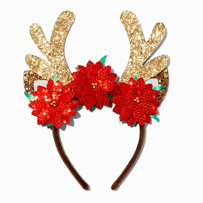 Christmas Poinsettia Antlers Headband