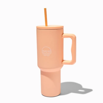 Peach Stainless Steel Handled Tumbler