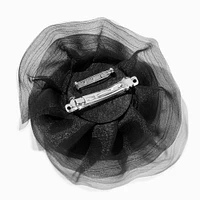 Large Black Organza Rosette Flower Hair Clip