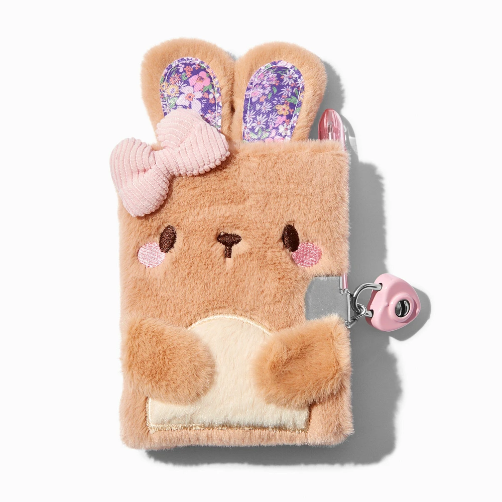 Claire's Club Woodland Bunny Plush Mini Lock Diary