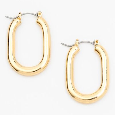 Gold 30MM Squared Oval Hoop Earrings