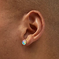 C LUXE by Claire's Sterling Silver Enamel Rainbow Flower Stud Earrings