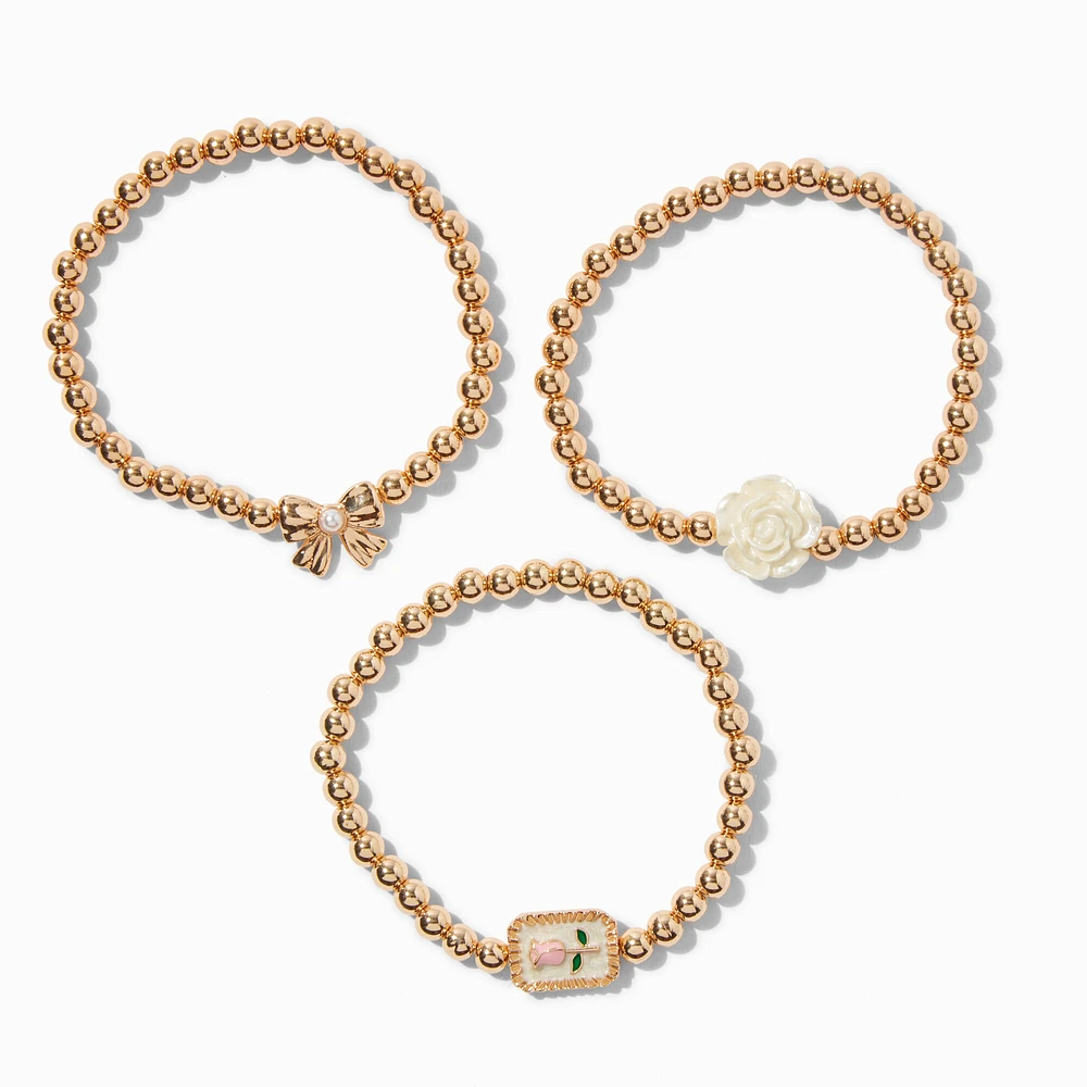 Gold-tone Uptown Stretch Bracelets - 3 Pack