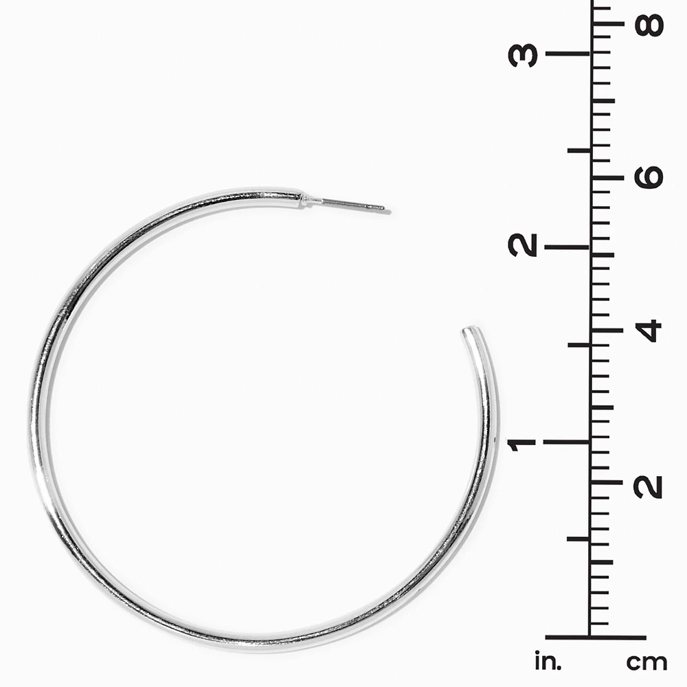 Silver-tone 60MM Tubular Hoop Earrings