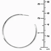 Silver-tone 60MM Tubular Hoop Earrings