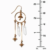 Gold-tone Mushroom Starburst Mystical Gem 2.5" Drop Earrings