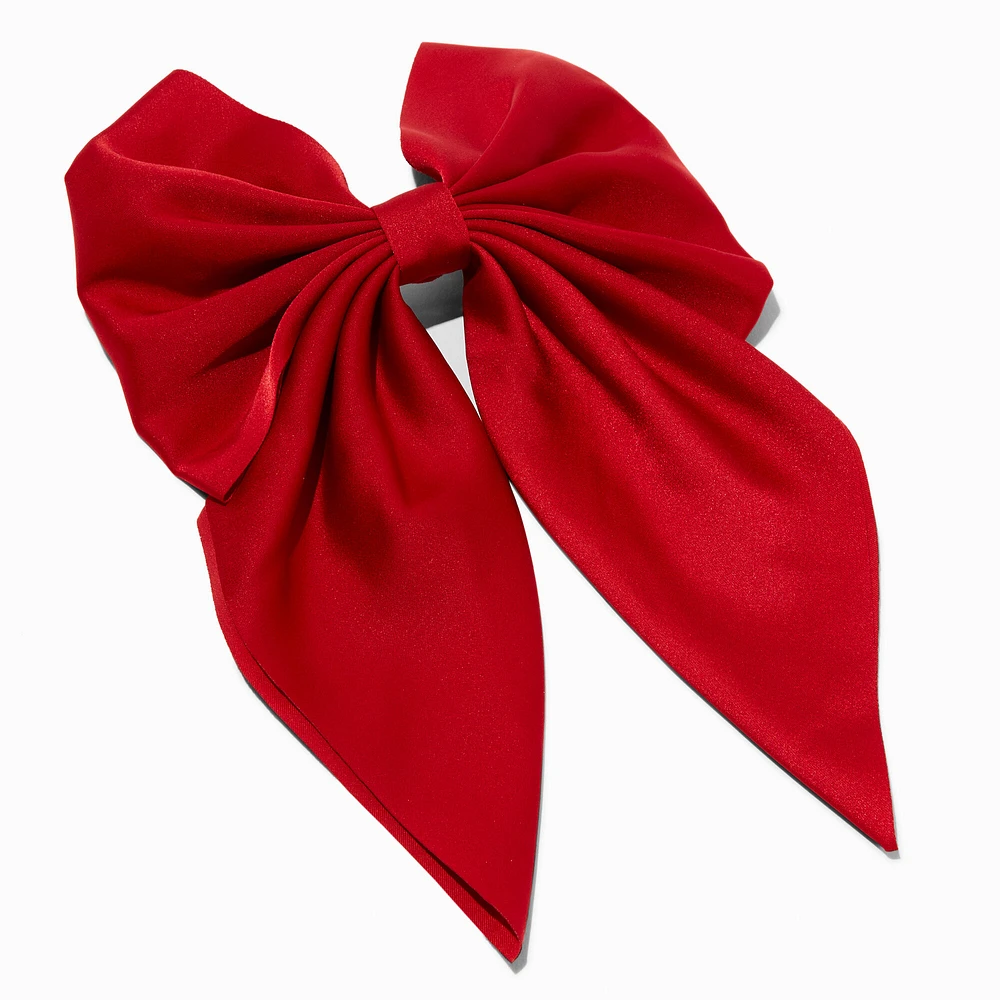 Red Satin Hair Bow Clip