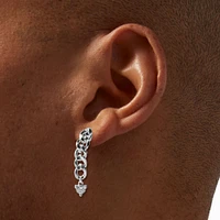 Silver-tone Crystal Chain 0.5" Clip-On Drop Earrings