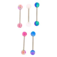 Silver Cosmic Barbell Tongue Rings - 5 Pack