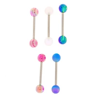 Stainless Steel Cosmic Barbell 14G Tongue Rings - 5 Pack