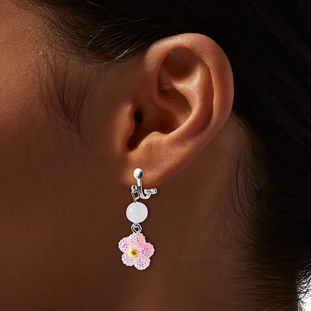 UV Color-Changing Daisy Clip-On Drop Earrings