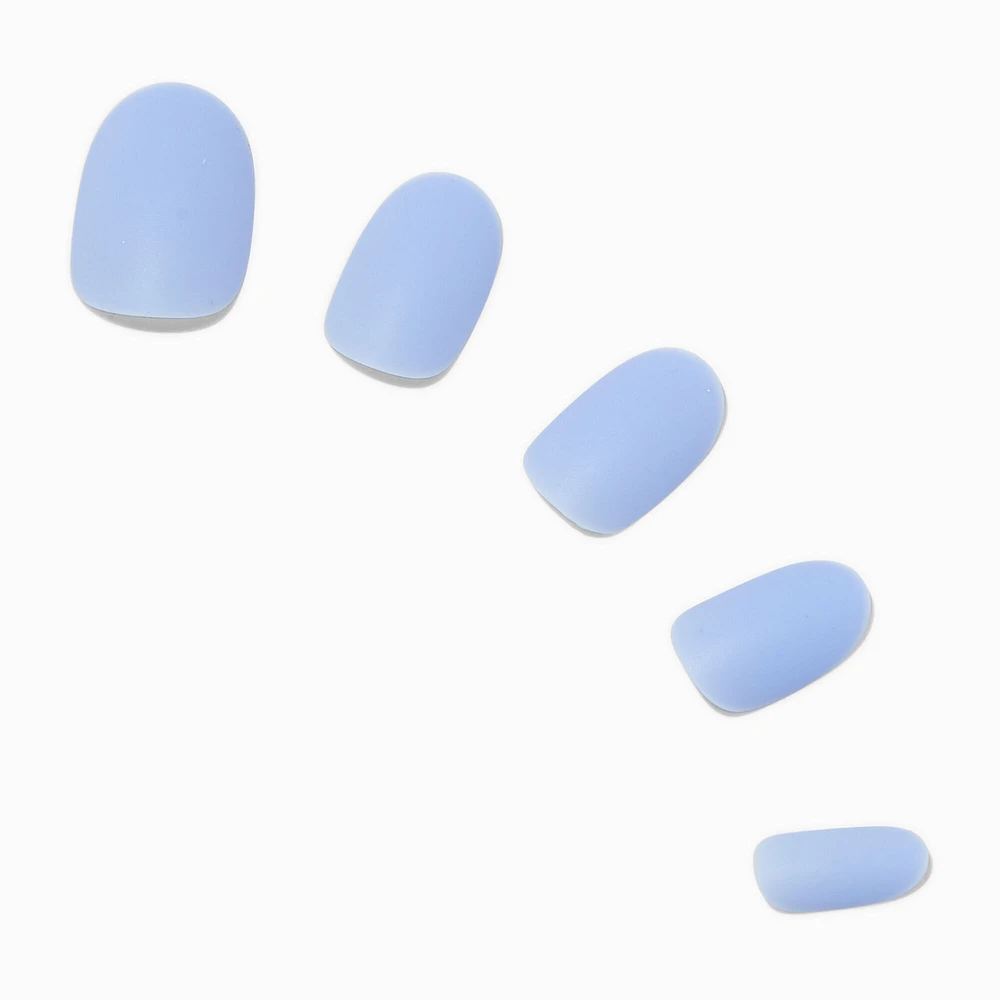 Matte Baby Blue Medium Oval Vegan Faux Nail Set - 24 Pack