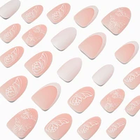 Butterfly French Short Almond Vegan Faux Nail Set - 24 Pack