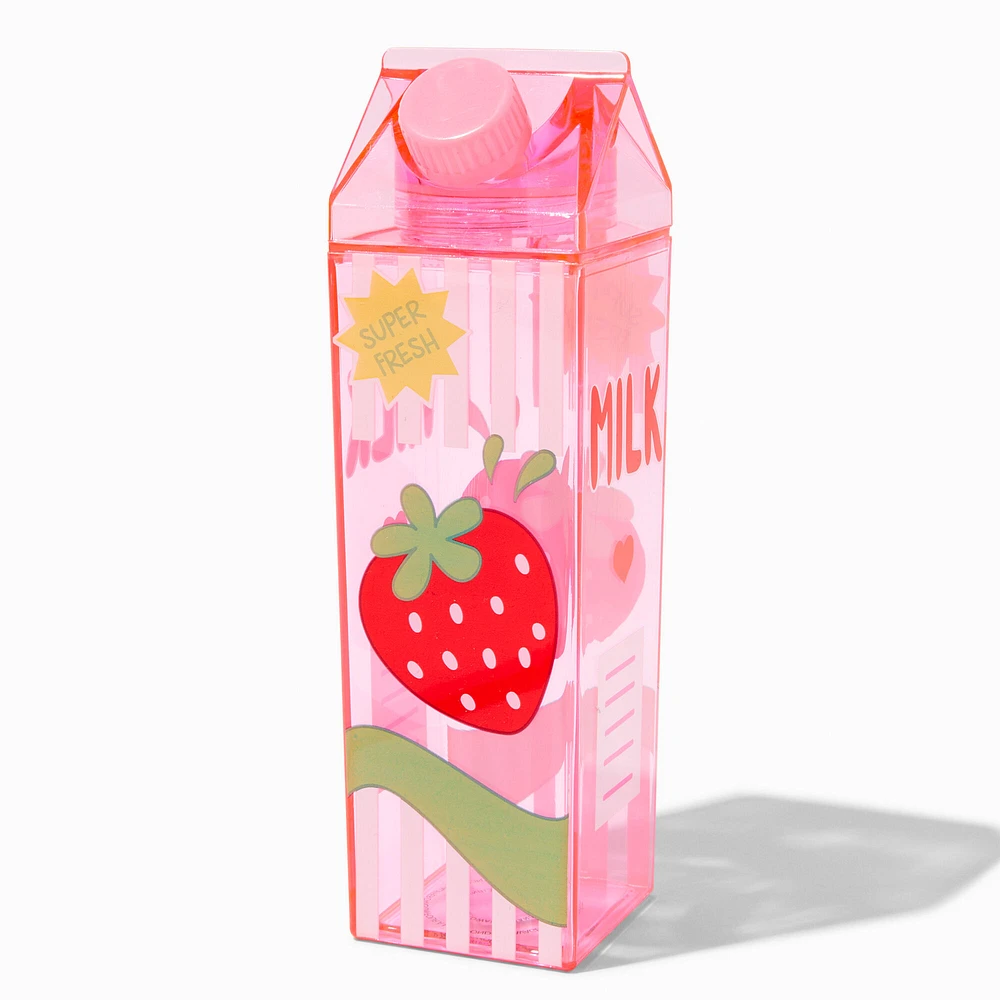 Strawberry Milk Carton Water Bottle