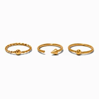 20G Gold-tone Titanium Twisted Spike Nose Hoops - 3 Pack