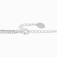 Silver Crystal & Pearl Y-Neck Necklace