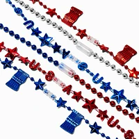 "USA" Red, White, & Blue Beaded Necklaces - 6 Pack