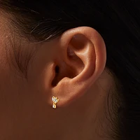 C LUXE by Claire's Gold-tone Titanium Cubic Zirconia Marquise Reversible Flat Back Stud Earrings