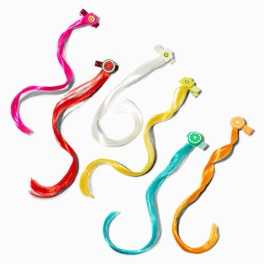 Claire's Club Faux Hair Glitter Critter Snap Clips - 6 Pack