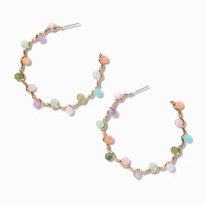 Rainbow Beaded Wiggle 30MM Hoop Earrings