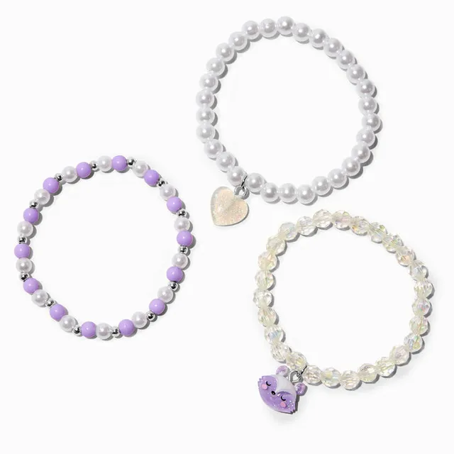 Claire's Club Matte Jewel Tone Beaded Stretch Bracelets - 3 Pack