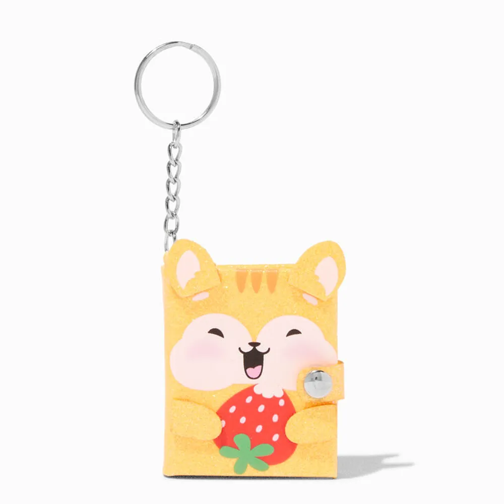 Claire's Strawberry Hamster Glitter Mini Diary Keychain