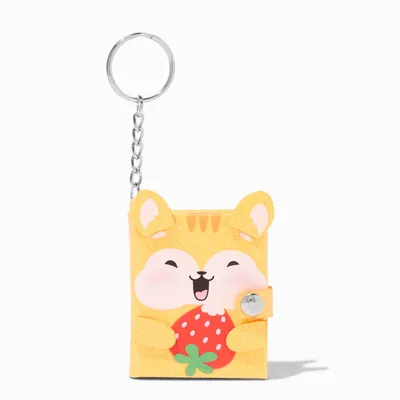 Strawberry Hamster Glitter Mini Diary Keychain
