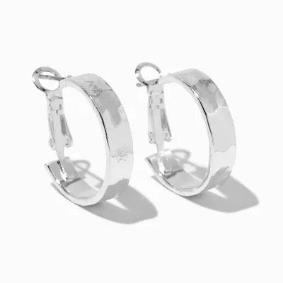 Silver-tone 20MM Flat Hoop Earrings