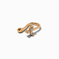 Gold-tone Dainty Trinity Cubic Zirconia Faux Nose Stud