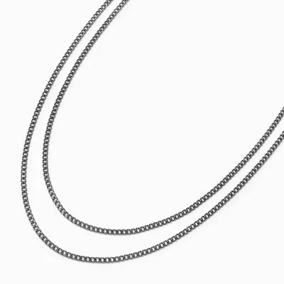 Hematite Curb Chain Multi-Strand Necklace