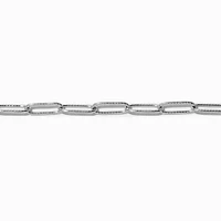 Silver-tone Stainless Steel Textured Paperclip Chain Bracelet