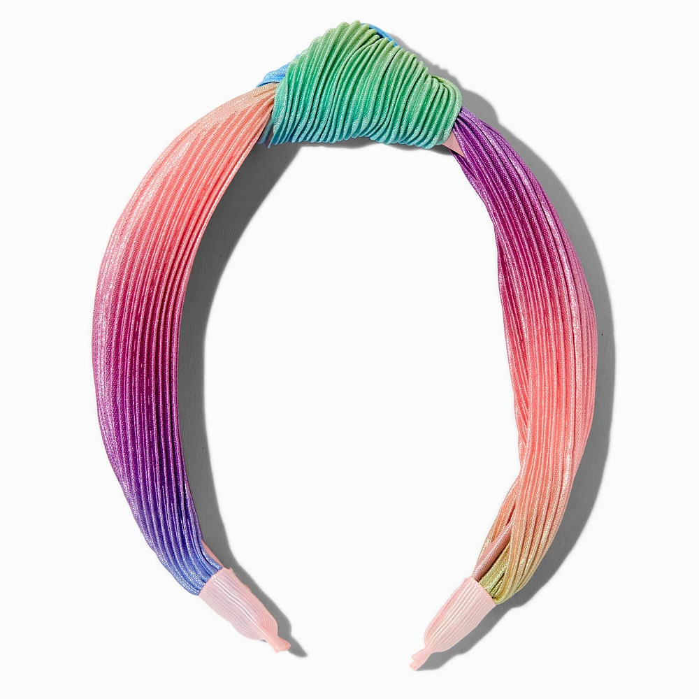 Pastel Rainbow Pleated Knotted Headband