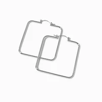 Silver-tone Square 50MM Hoop Earrings