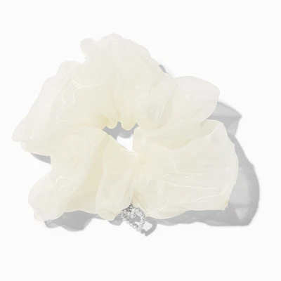 Organza Heart Charm Hair Scrunchie