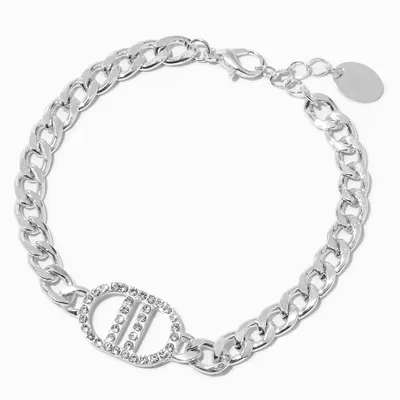 Silver-tone Crystal Pop Top Chain Bracelet