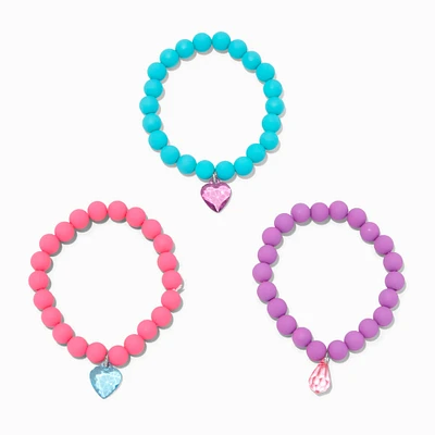 Claire's Club Matte Jewel Tone Beaded Stretch Bracelets - 3 Pack