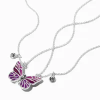 Best Friends UV Color-Changing Split Butterfly Pendant Necklaces - 2 Pack